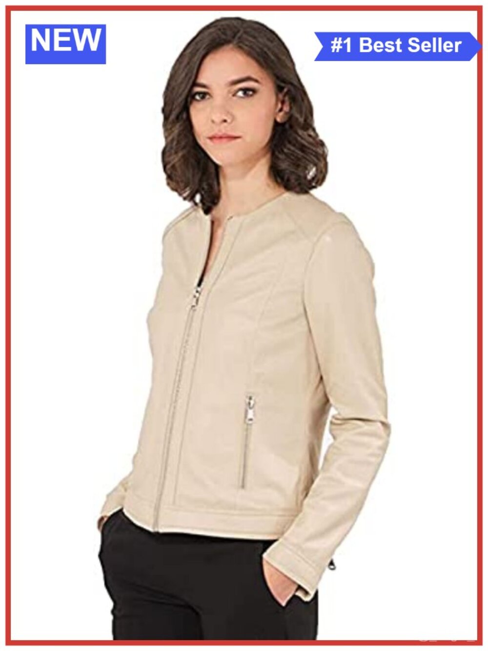 Women's Real Leather Biker Jacket Moto Bomber Zip Winter Coat